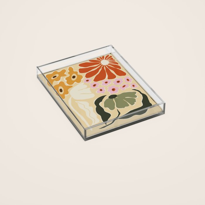 70s tropical fun flower Acrylic Tray