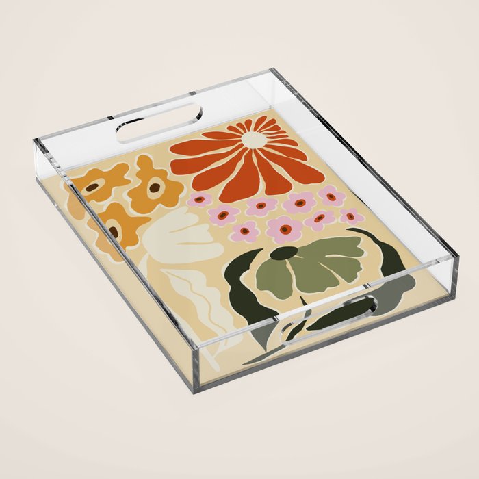 70s tropical fun flower Acrylic Tray