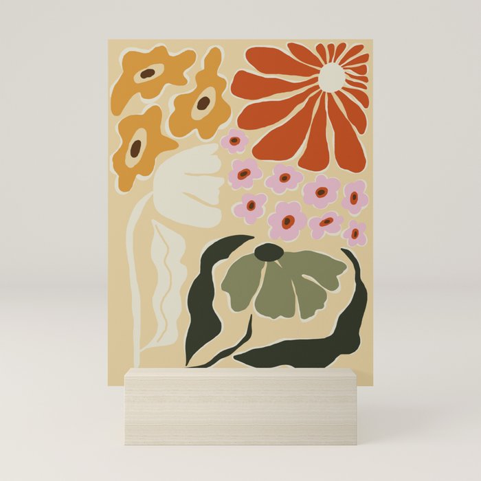 70s tropical fun flower Mini Art Print