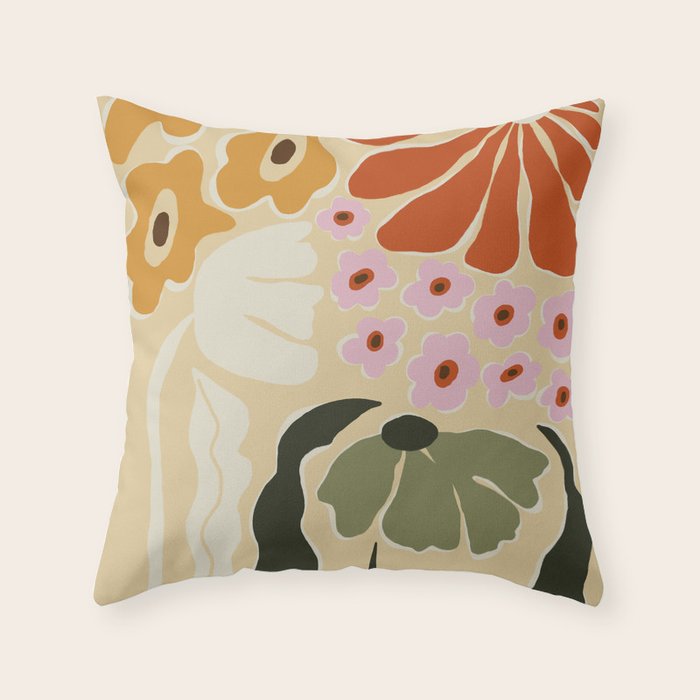 70s tropical fun flower Throw Pillow