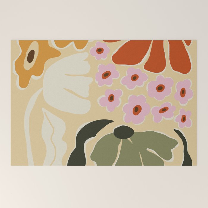70s tropical fun flower Welcome Mat