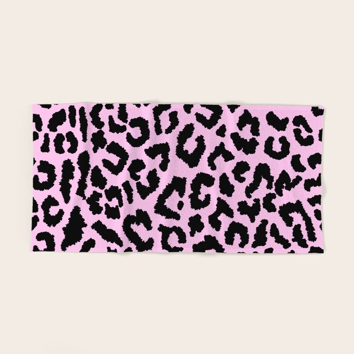 2000s leopard-black on palest pink Bath Towel