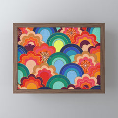 70s rainbow flowers sunset colors Mini Art Print