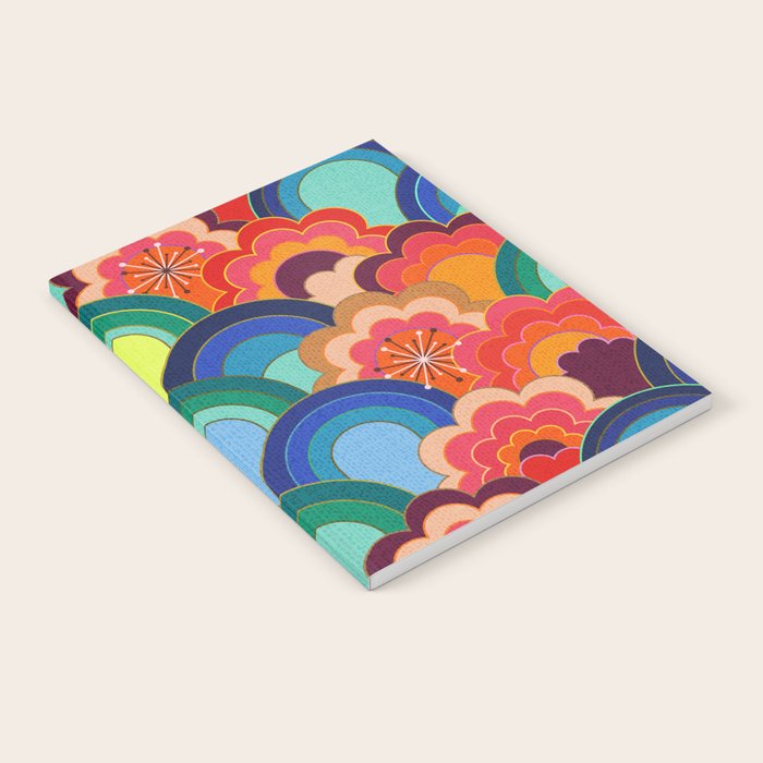 70s rainbow flowers sunset colors Notebook