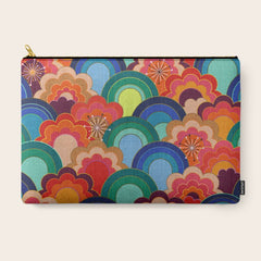 70s rainbow flowers sunset colors Carry All Pouch