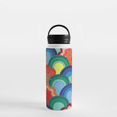 70s rainbow flowers sunset colors Water Bottle