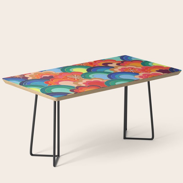 70s rainbow flowers sunset colors Coffee Table