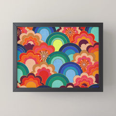 70s rainbow flowers sunset colors Mini Art Print