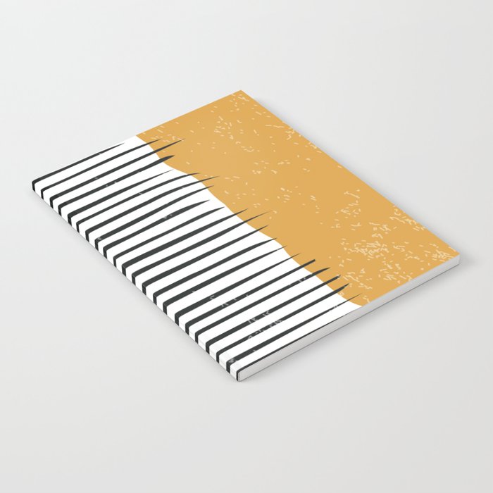 (White Background) Mid Century Modern Minimalist Rothko Inspired Color Field With Lines Geometric Style  Notebook