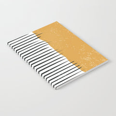 (White Background) Mid Century Modern Minimalist Rothko Inspired Color Field With Lines Geometric Style  Notebook