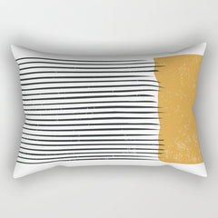 (White Background) Mid Century Modern Minimalist Rothko Inspired Color Field With Lines Geometric Style  Rectangular Pillow