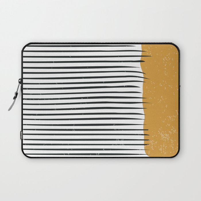 (White Background) Mid Century Modern Minimalist Rothko Inspired Color Field With Lines Geometric Style  Laptop Sleeve