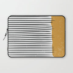 (White Background) Mid Century Modern Minimalist Rothko Inspired Color Field With Lines Geometric Style  Laptop Sleeve
