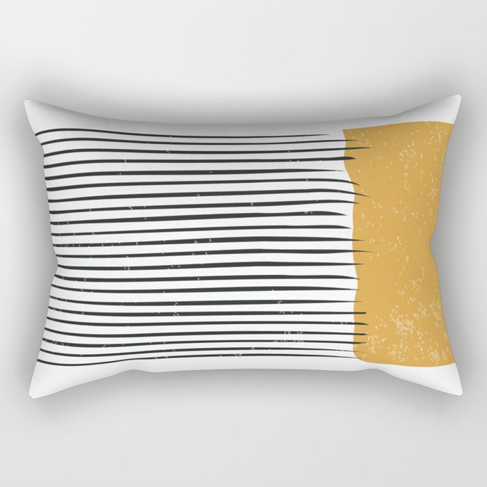 (White Background) Mid Century Modern Minimalist Rothko Inspired Color Field With Lines Geometric Style  Rectangular Pillow