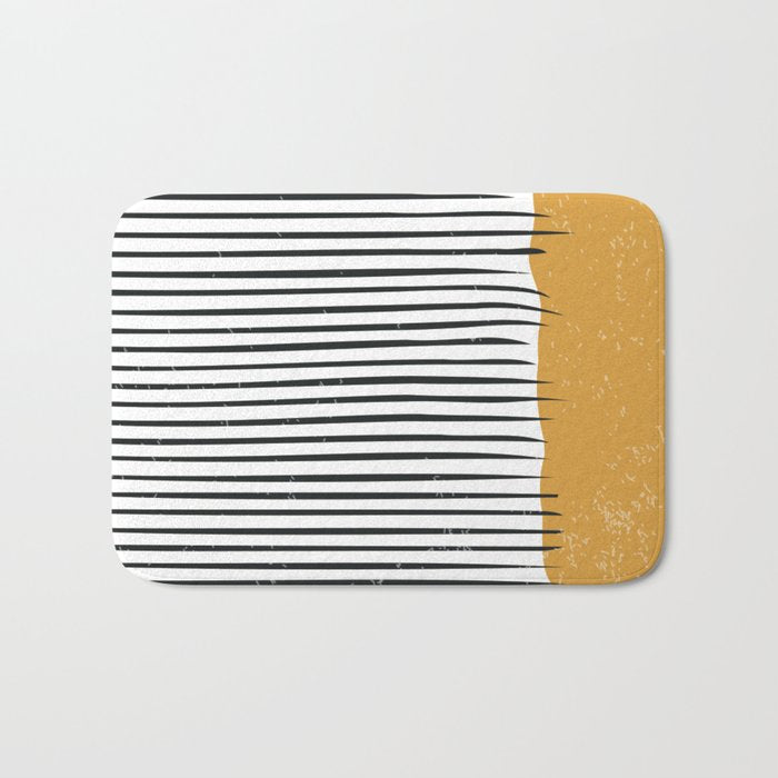 (White Background) Mid Century Modern Minimalist Rothko Inspired Color Field With Lines Geometric Style  Bath Mat