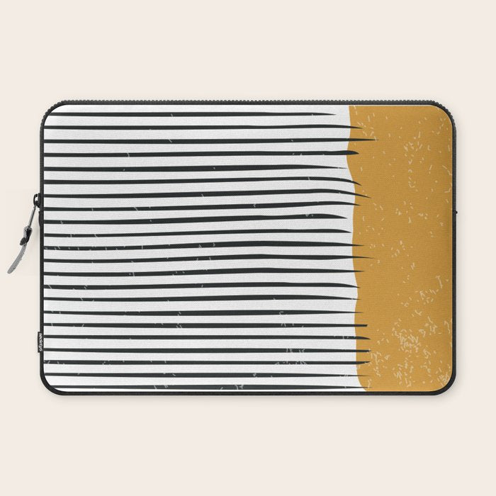 (White Background) Mid Century Modern Minimalist Rothko Inspired Color Field With Lines Geometric Style  Laptop Sleeve