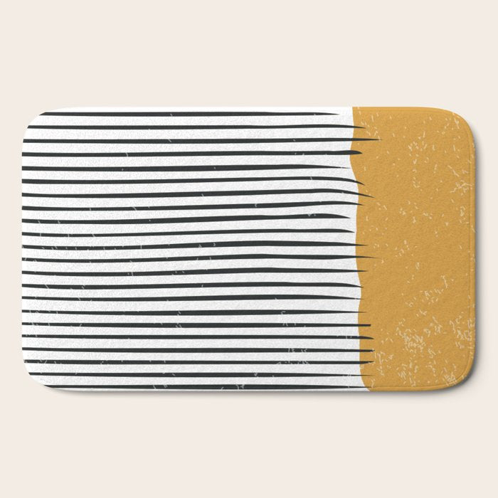 (White Background) Mid Century Modern Minimalist Rothko Inspired Color Field With Lines Geometric Style  Bath Mat