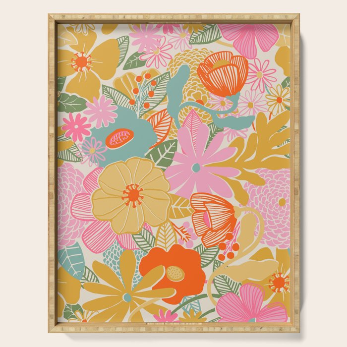 60's Retro Floral Serving Tray