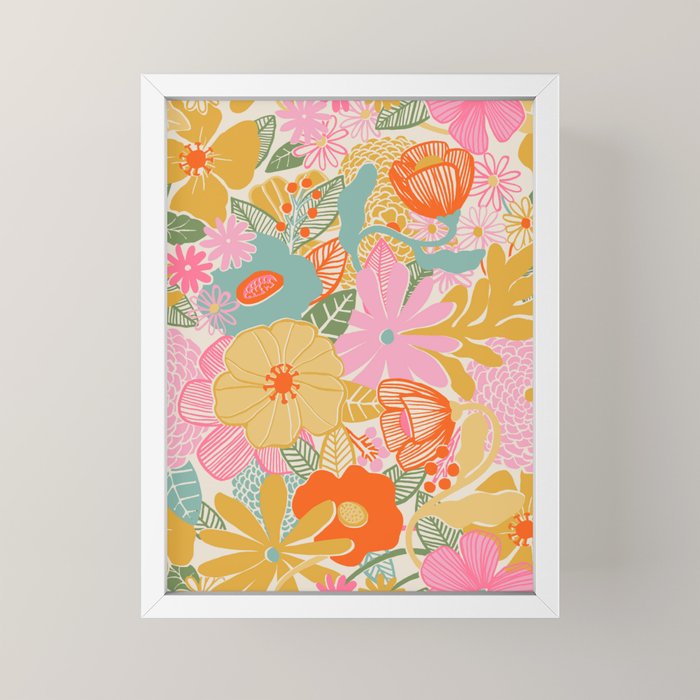 60's Retro Floral Mini Art Print