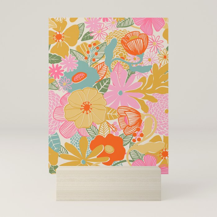60's Retro Floral Mini Art Print
