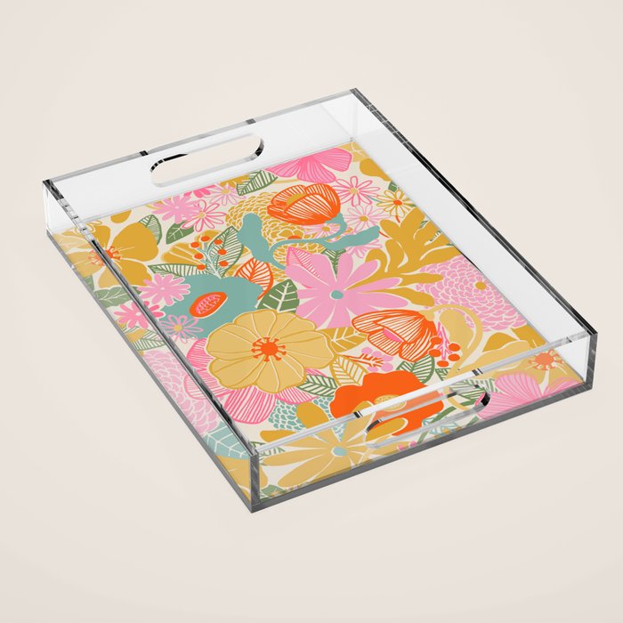 60's Retro Floral Acrylic Tray