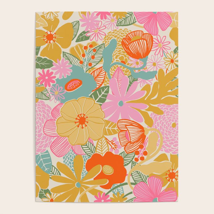 60's Retro Floral Poster