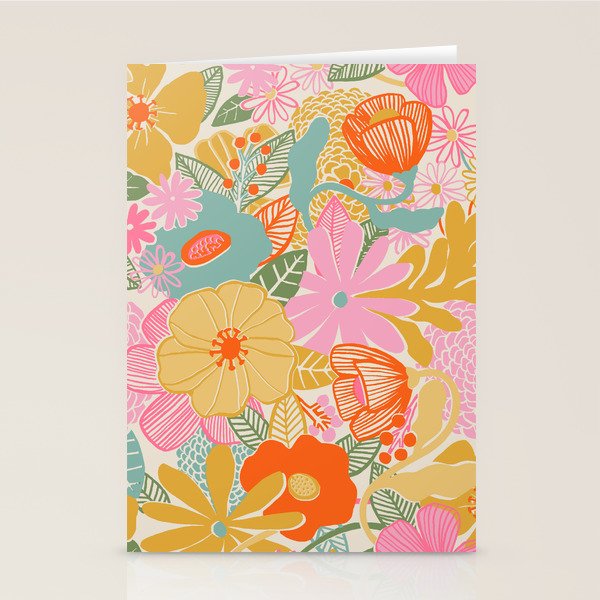 60's Retro Floral Stationery Card