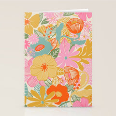 60's Retro Floral Stationery Card