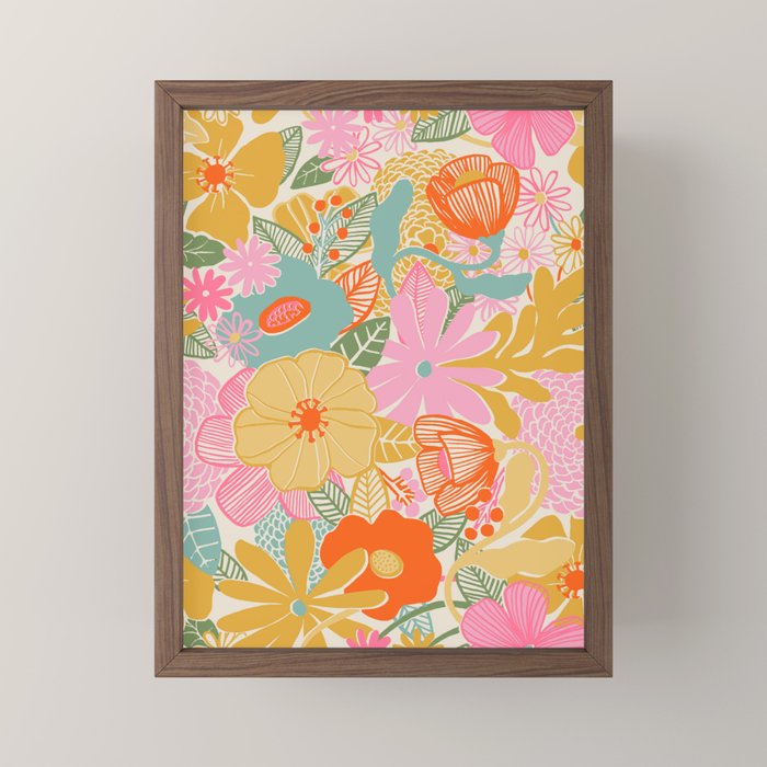 60's Retro Floral Mini Art Print