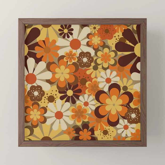 70's Floral Prints, Retro Art Mini Art Print