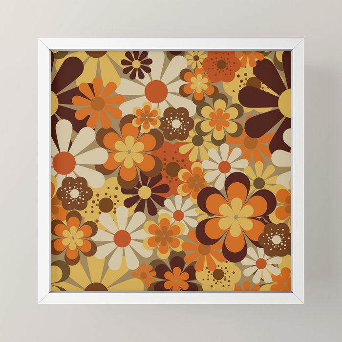 70's Floral Prints, Retro Art Mini Art Print