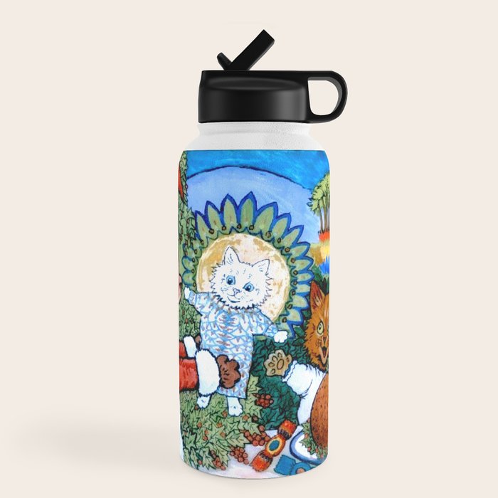 Christmas Gift' Louis Wain Vintage Cat Water Bottle