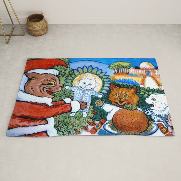 Christmas Gift' Louis Wain Vintage Cat Rug