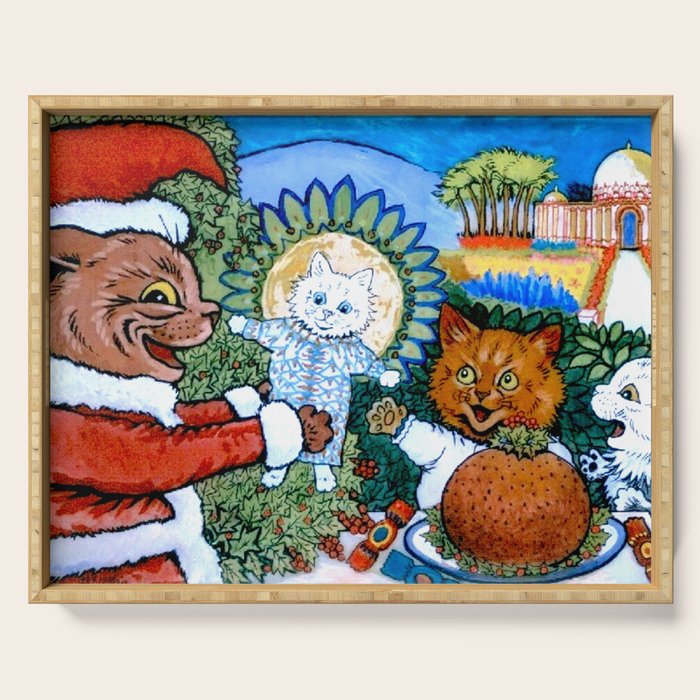 Christmas Gift' Louis Wain Vintage Cat Serving Tray