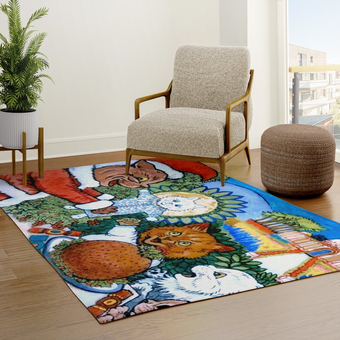 Christmas Gift' Louis Wain Vintage Cat Rug