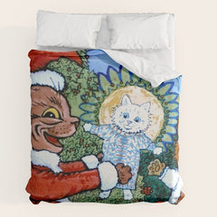 Christmas Gift' Louis Wain Vintage Cat Duvet Cover