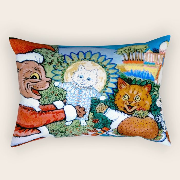 Christmas Gift' Louis Wain Vintage Cat Rectangular Pillow