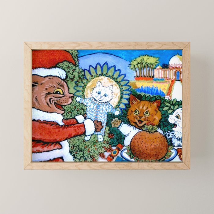 Christmas Gift' Louis Wain Vintage Cat Mini Art Print