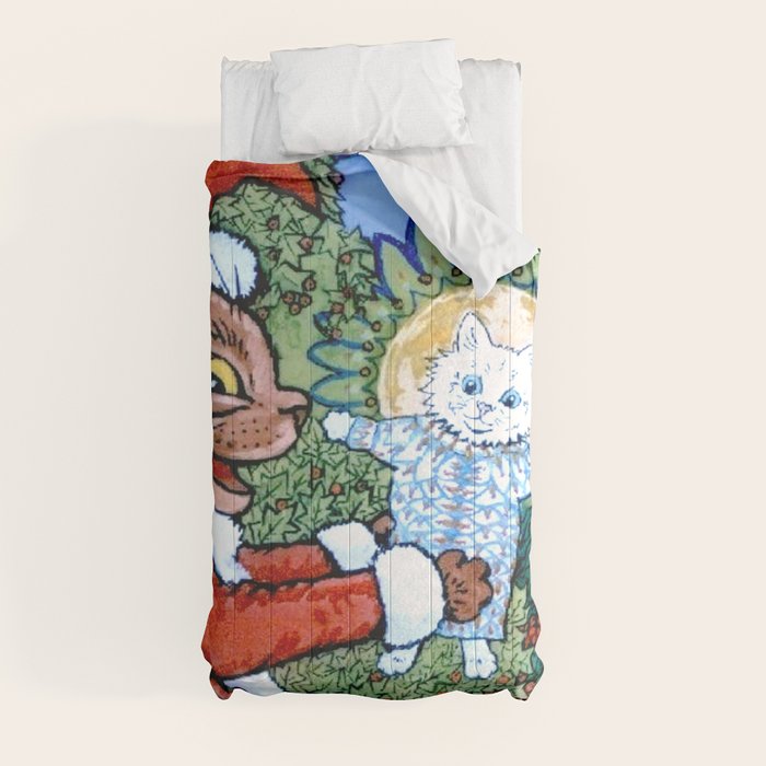Christmas Gift' Louis Wain Vintage Cat Comforter