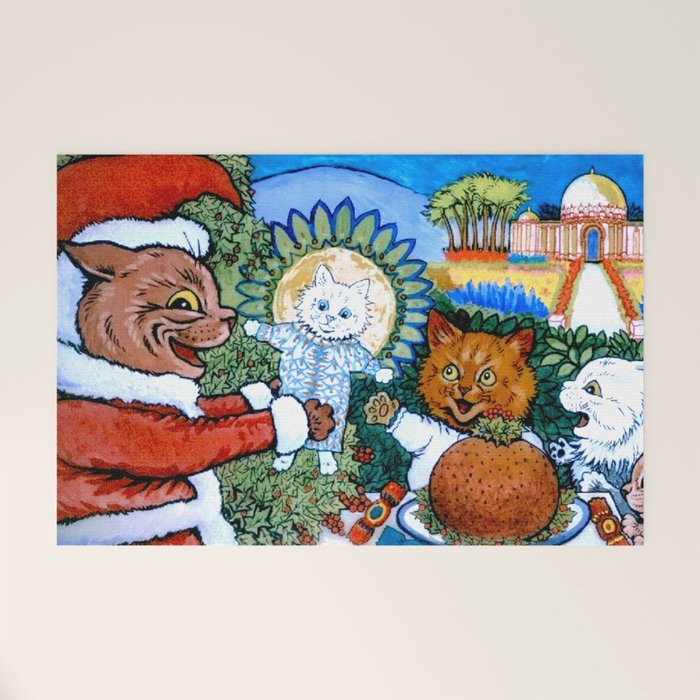 Christmas Gift' Louis Wain Vintage Cat Welcome Mat