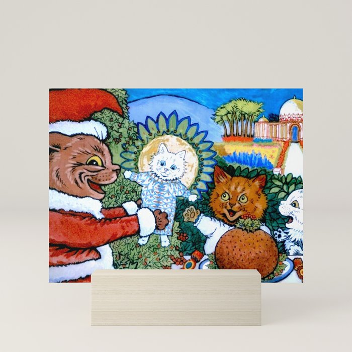 Christmas Gift' Louis Wain Vintage Cat Mini Art Print