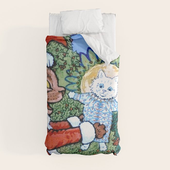 Christmas Gift' Louis Wain Vintage Cat Duvet Cover