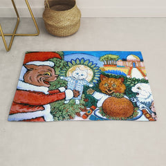 Christmas Gift' Louis Wain Vintage Cat Rug