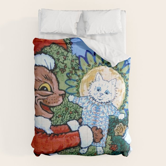 Christmas Gift' Louis Wain Vintage Cat Comforter