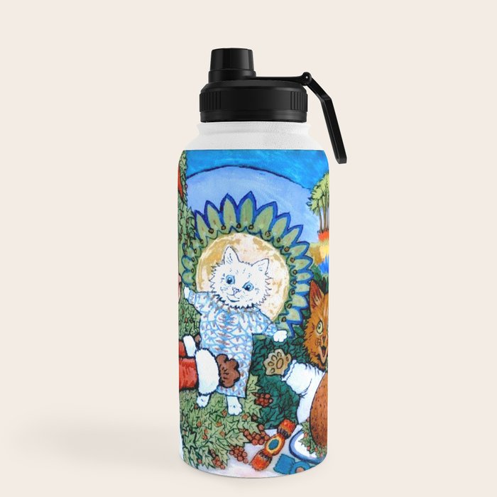 Christmas Gift' Louis Wain Vintage Cat Water Bottle