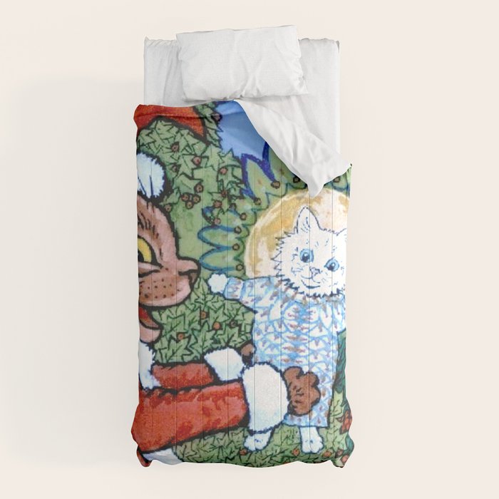 Christmas Gift' Louis Wain Vintage Cat Comforter