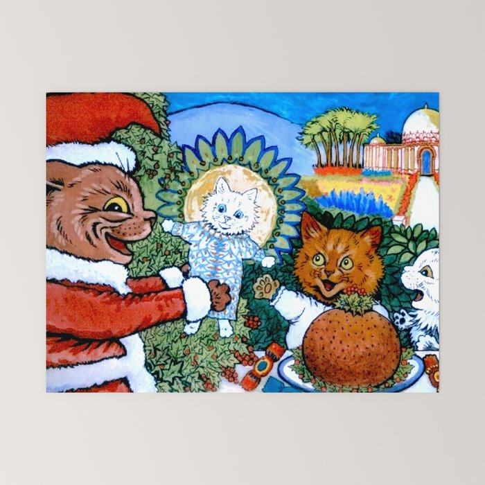 Christmas Gift' Louis Wain Vintage Cat Mini Art Print