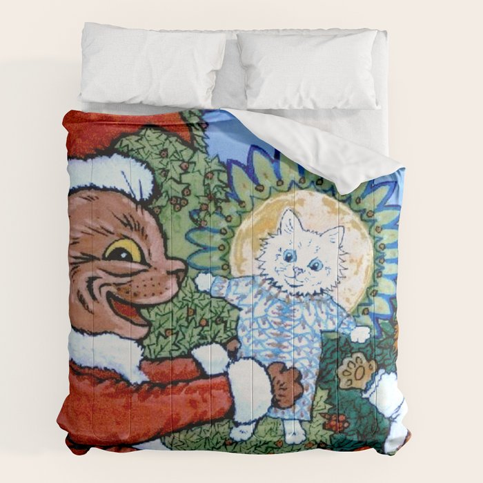 Christmas Gift' Louis Wain Vintage Cat Comforter