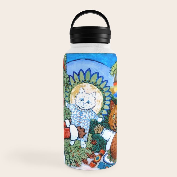 Christmas Gift' Louis Wain Vintage Cat Water Bottle