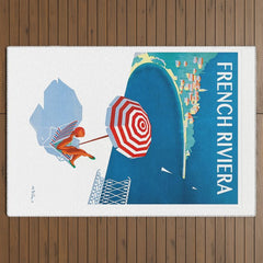 1954 FRENCH RIVIERA Travel Poster Outdoor Rug